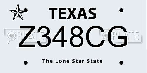 Z348CG Texas License Plate