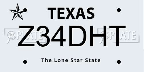 Z34DHT Texas License Plate