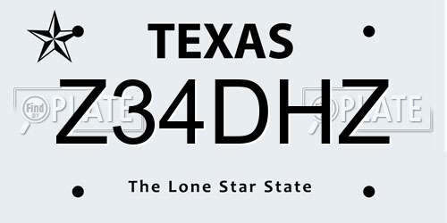 Z34DHZ Texas License Plate