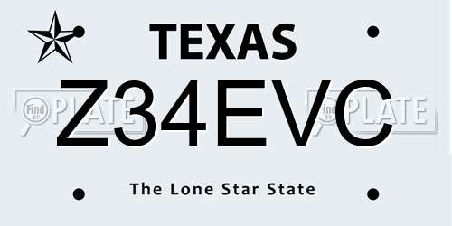 Z34EVC Texas License Plate