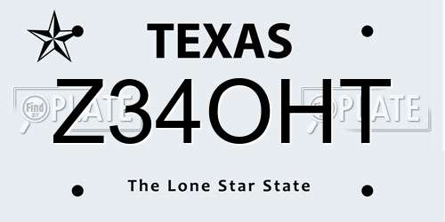 Z34OHT Texas License Plate
