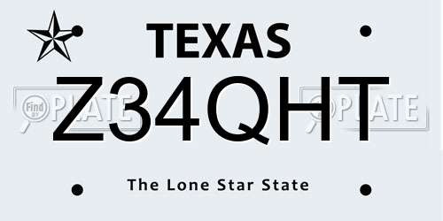 Z34QHT Texas License Plate