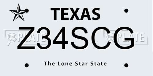 Z34SCG Texas License Plate