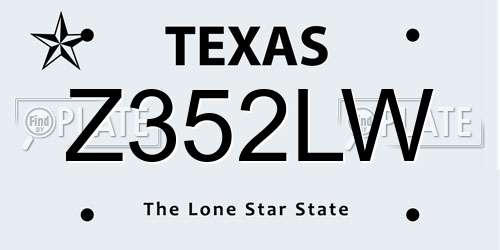 Z352LW Texas License Plate