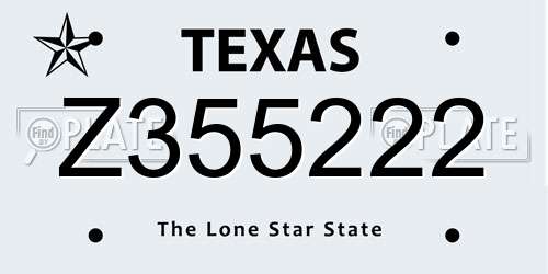 Z355222 Texas License Plate