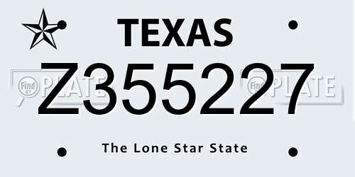 Z355227 Texas License Plate