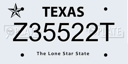 Z35522T Texas License Plate