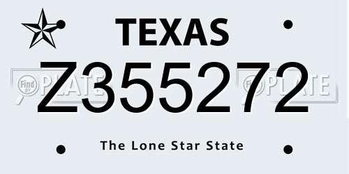 Z355272 Texas License Plate