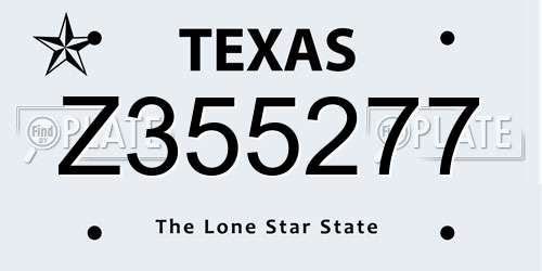 Z355277 Texas License Plate