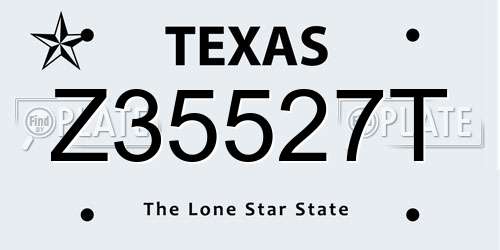 Z35527T Texas License Plate