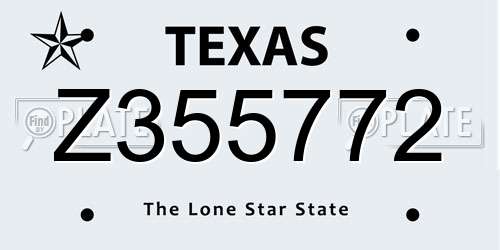Z355772 Texas License Plate