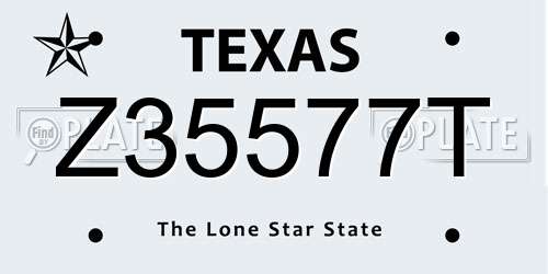 Z35577T Texas License Plate