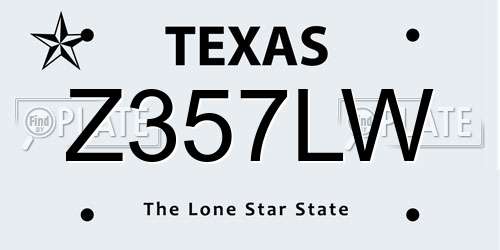 Z357LW Texas License Plate