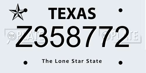 Z358772 Texas License Plate
