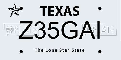 Z35GAI Texas License Plate