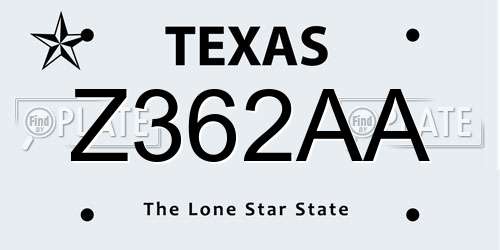 Z362AA Texas License Plate