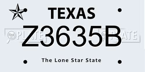 Z3635B Texas License Plate