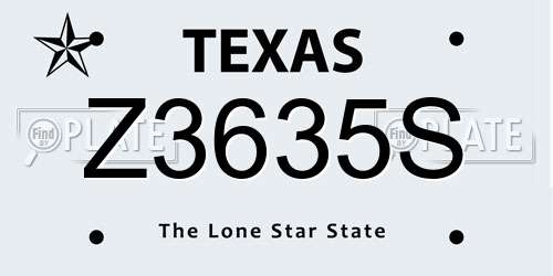 Z3635S Texas License Plate