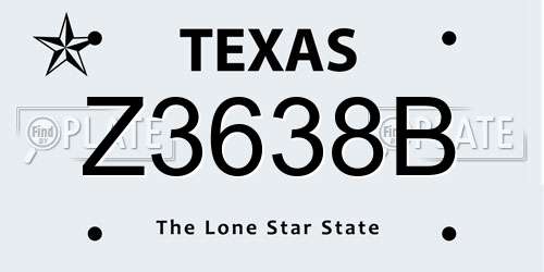Z3638B Texas License Plate