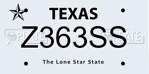 Z363SS Texas License Plate