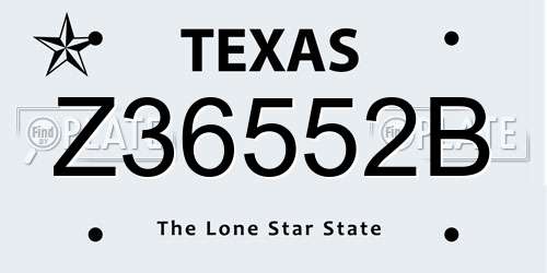 Z36552B Texas License Plate