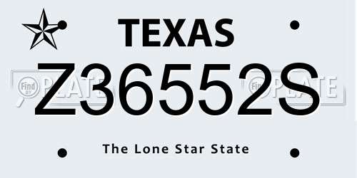 Z36552S Texas License Plate