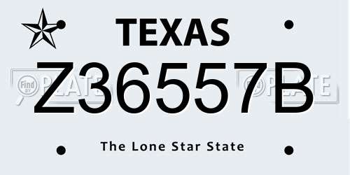 Z36557B Texas License Plate