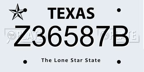 Z36587B Texas License Plate