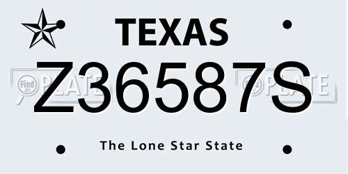 Z36587S Texas License Plate
