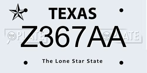 Z367AA Texas License Plate