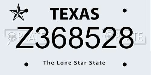 Z368528 Texas License Plate