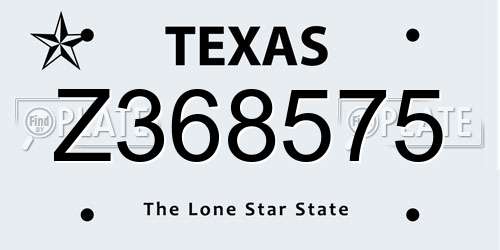 Z368575 Texas License Plate