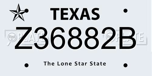 Z36882B Texas License Plate