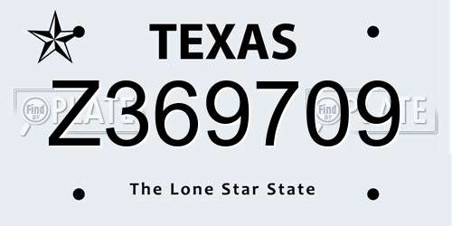 Z369709 Texas License Plate