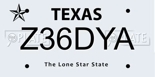 Z36DYA Texas License Plate