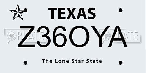 Z36OYA Texas License Plate