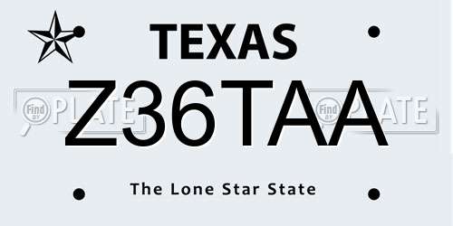 Z36TAA Texas License Plate