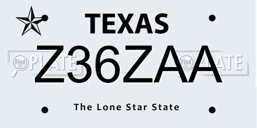 Z36ZAA Texas License Plate