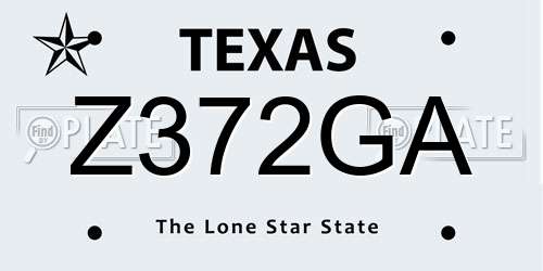 Z372GA Texas License Plate