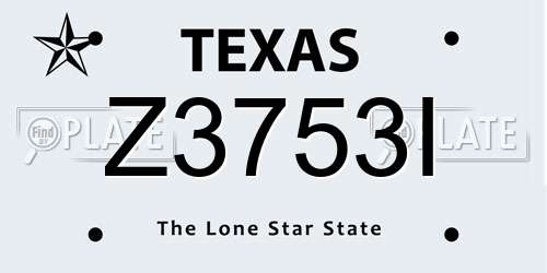 Z3753I Texas License Plate