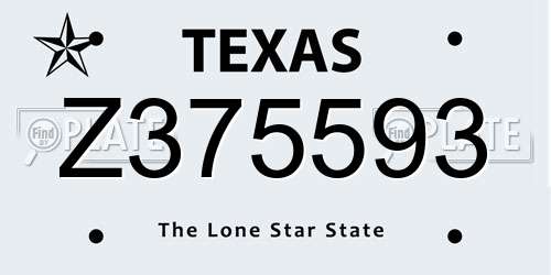 Z375593 Texas License Plate