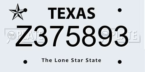 Z375893 Texas License Plate