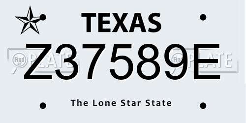 Z37589E Texas License Plate