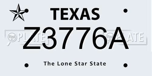 Z3776A Texas License Plate