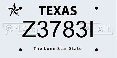 Z3783I Texas License Plate