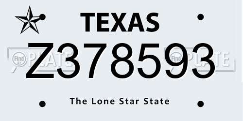 Z378593 Texas License Plate