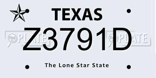 Z3791D Texas License Plate