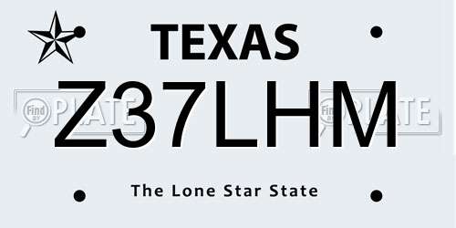 Z37LHM Texas License Plate
