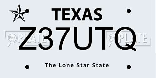 Z37UTQ Texas License Plate