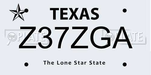 Z37ZGA Texas License Plate
